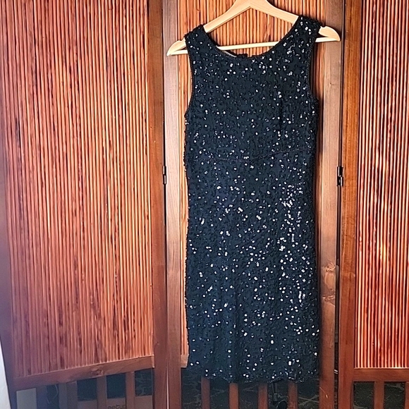 Laurence Kazar Black Sequin Mini Dress - Picture 1 of 7